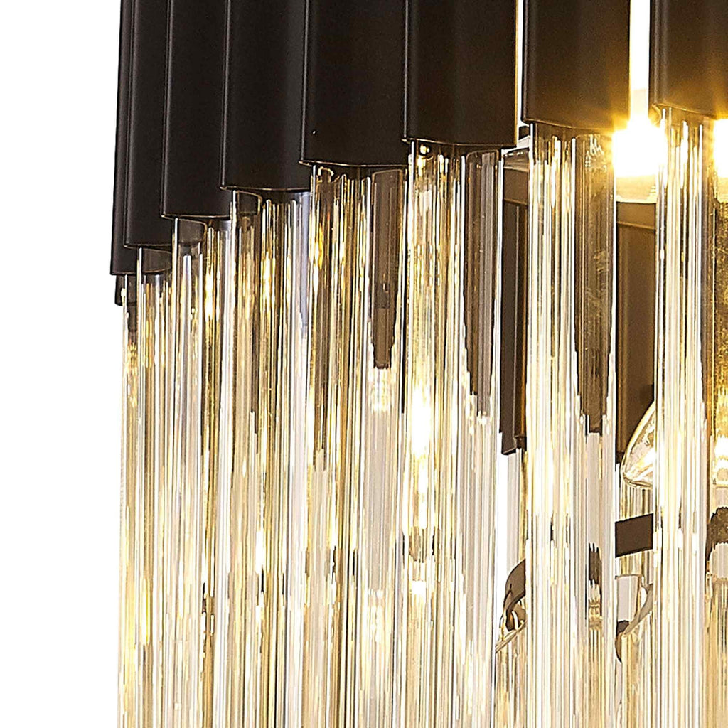 NL89739 Vienna 8 Light Round Pendant Matt Black Cognac