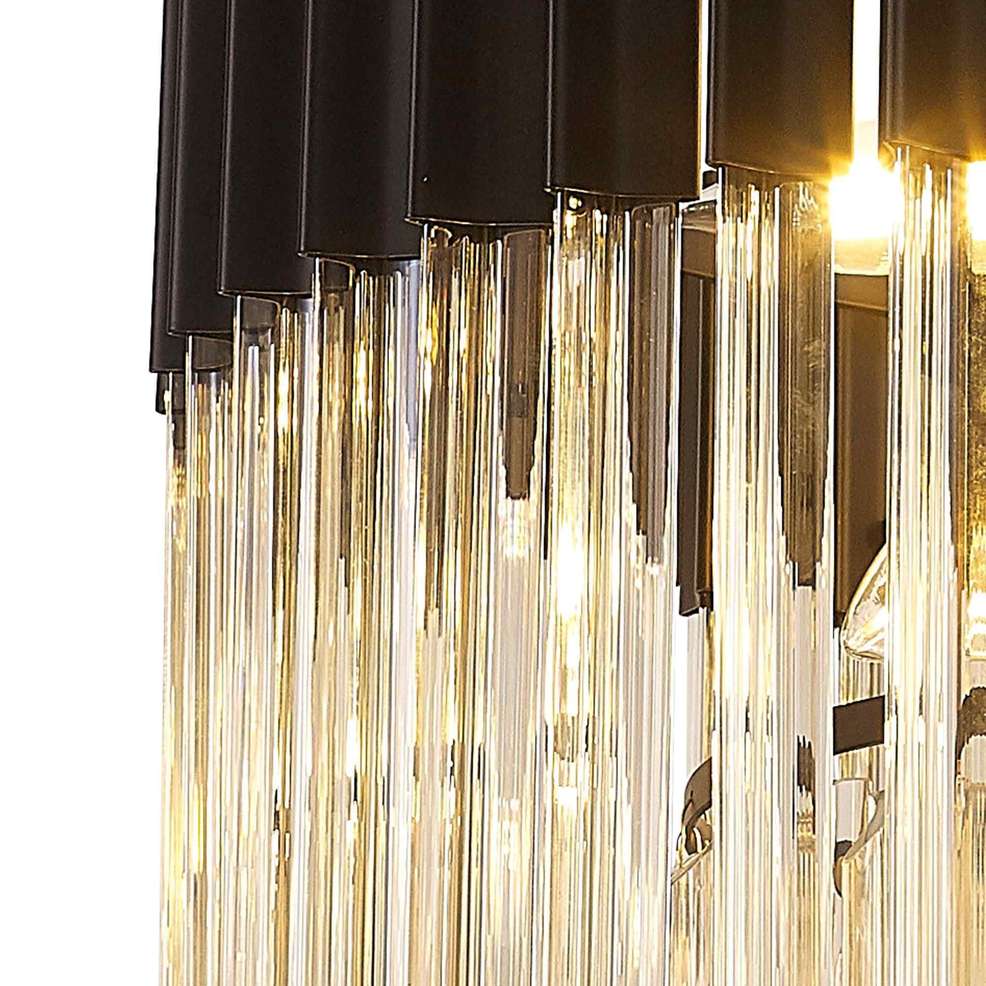 NL89739 Vienna 8 Light Round Pendant Matt Black Cognac