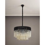 NL89739 Vienna 8 Light Round Pendant Matt Black Cognac