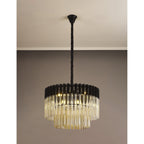 NL89739 Vienna 8 Light Round Pendant Matt Black Cognac