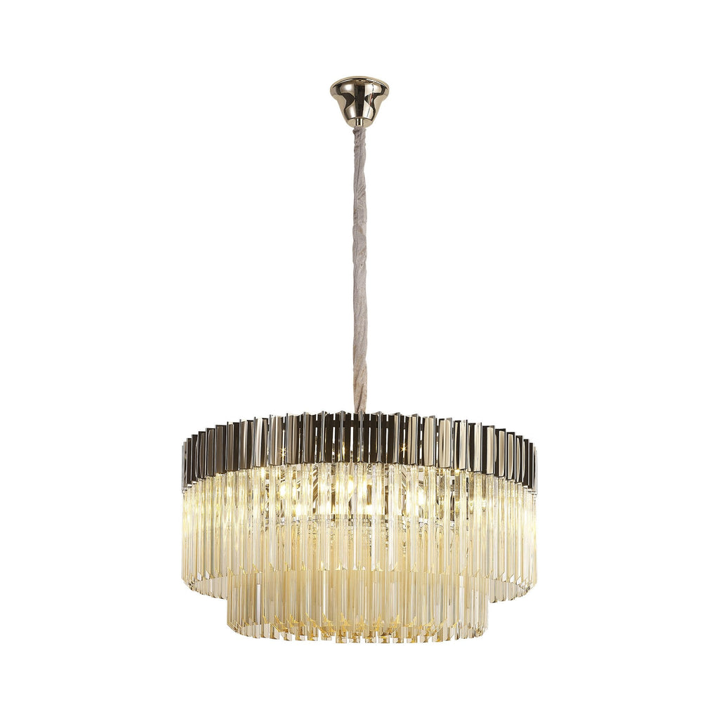 NL89769 Vienna 12 Light Round Pendant Polished Nickel Cognac
