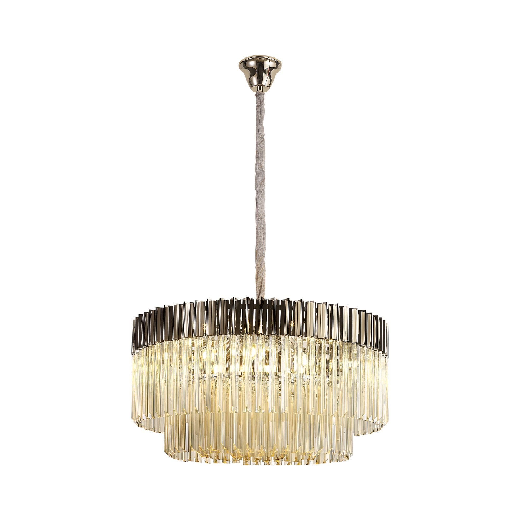 NL89769 Vienna 12 Light Round Pendant Polished Nickel Cognac