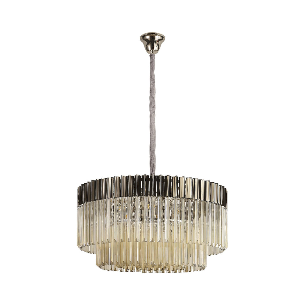 NL89769 Vienna 12 Light Round Pendant Polished Nickel Cognac