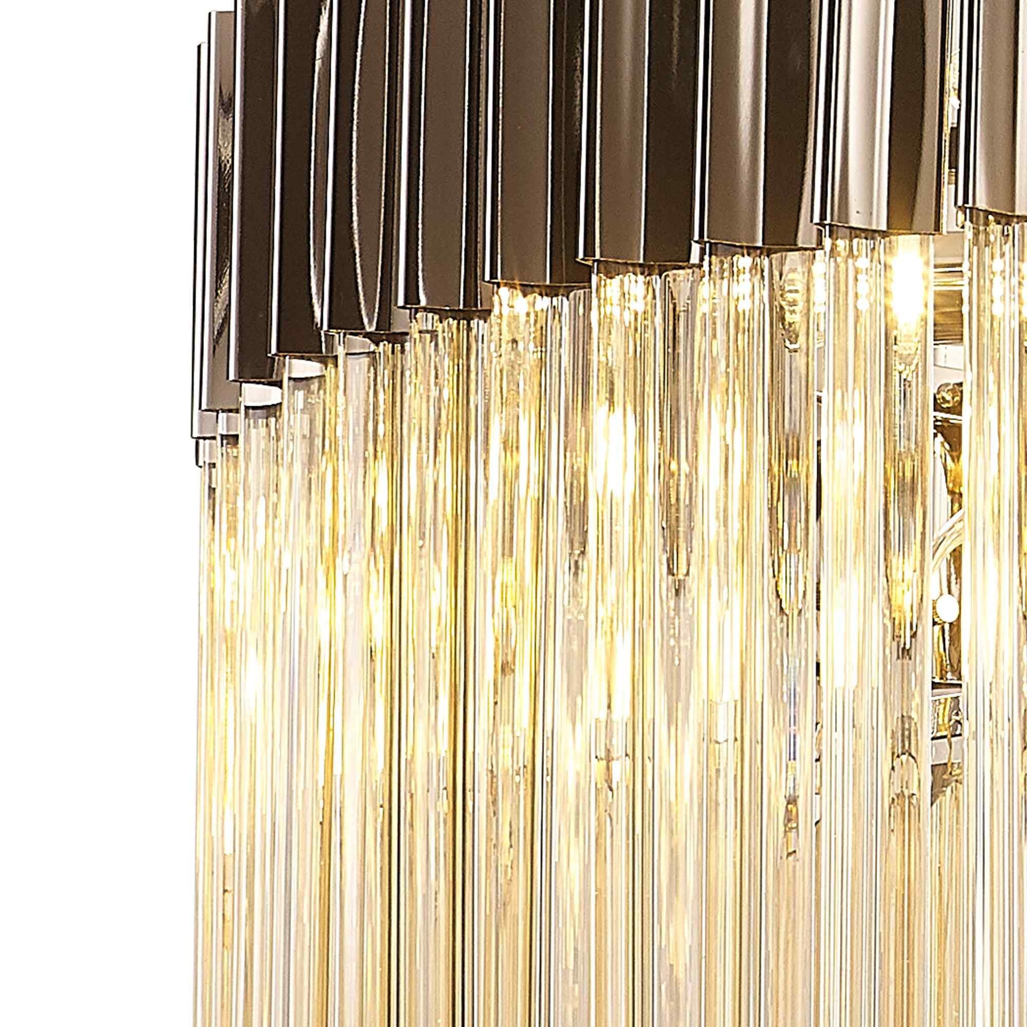 NL89769 Vienna 12 Light Round Pendant Polished Nickel Cognac