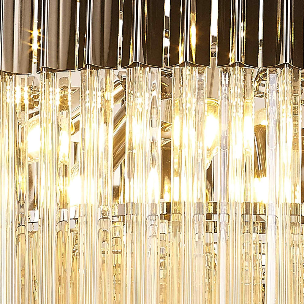 NL89769 Vienna 12 Light Round Pendant Polished Nickel Cognac