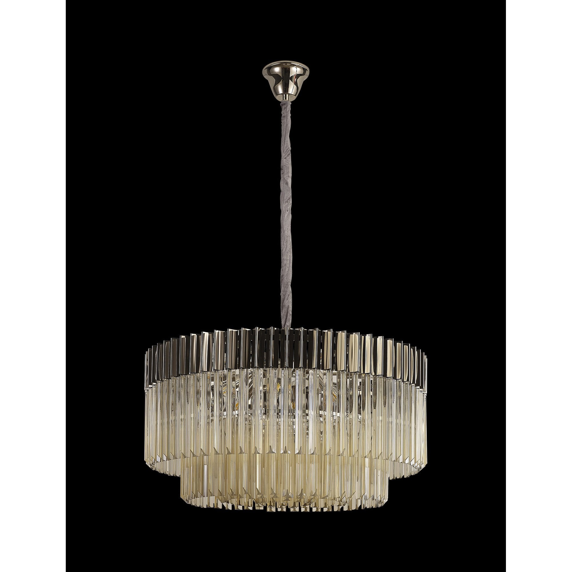 NL89769 Vienna 12 Light Round Pendant Polished Nickel Cognac