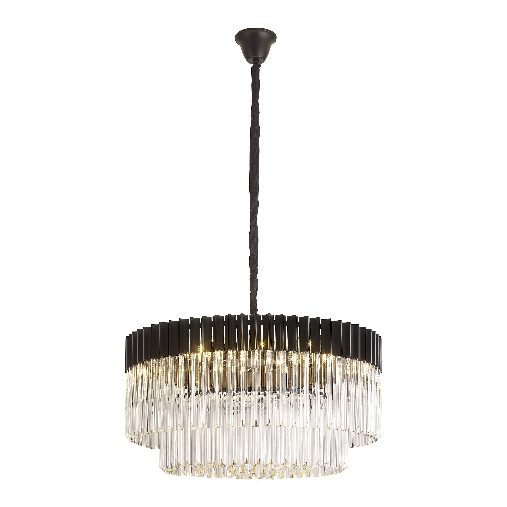 NL89779 Vienna 12 Light Round Pendant Matt Black Clear