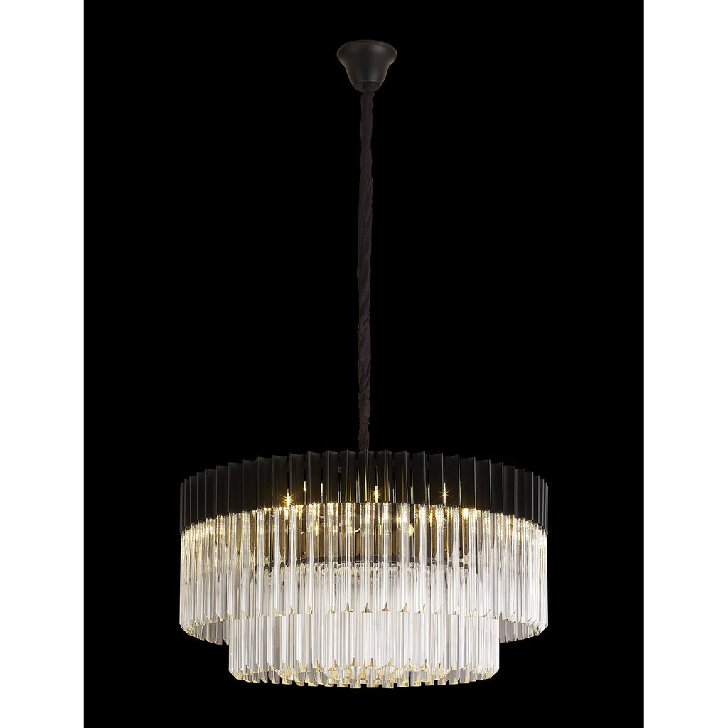NL89779 Vienna 12 Light Round Pendant Matt Black Clear