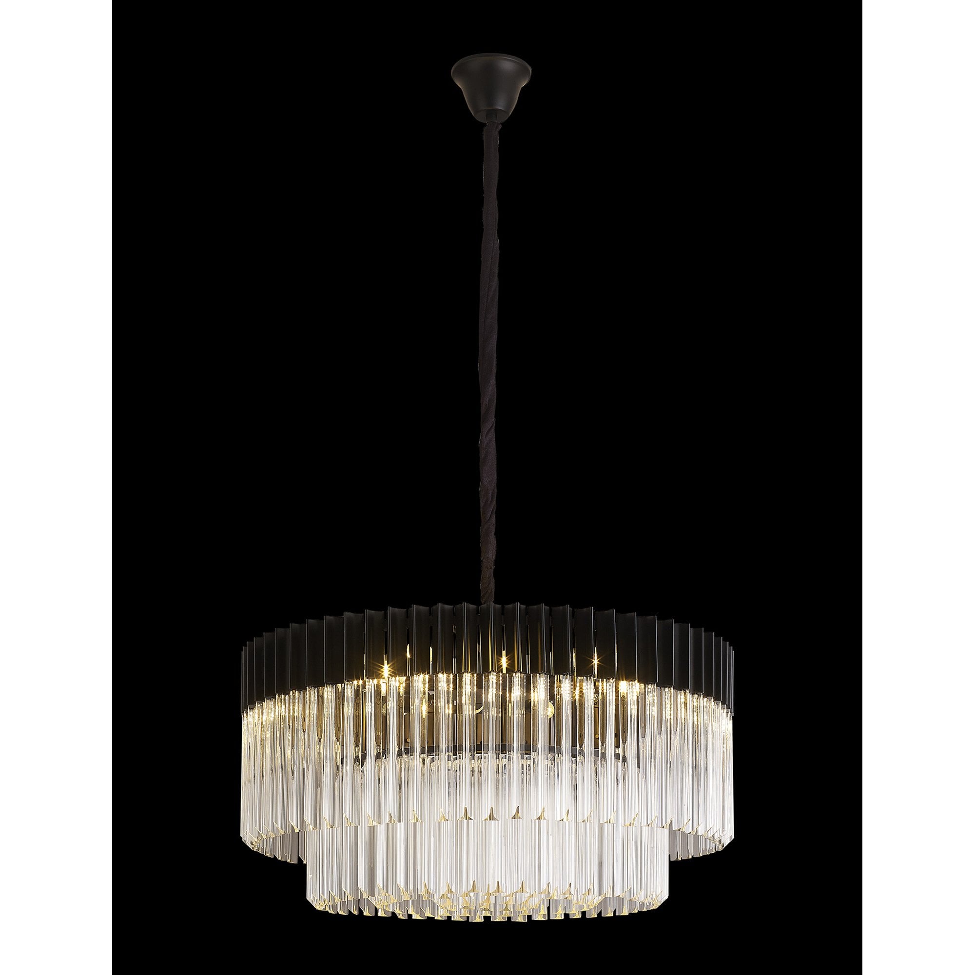 NL89779 Vienna 12 Light Round Pendant Matt Black Clear