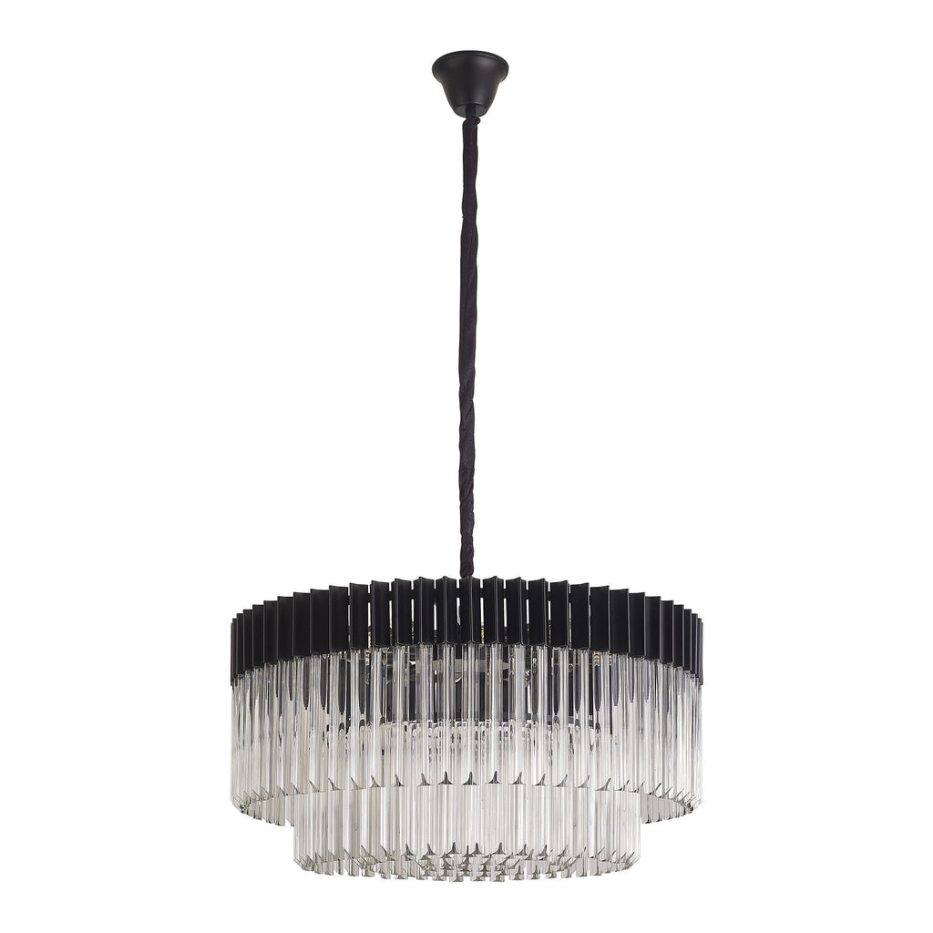 NL89779 Vienna 12 Light Round Pendant Matt Black Clear