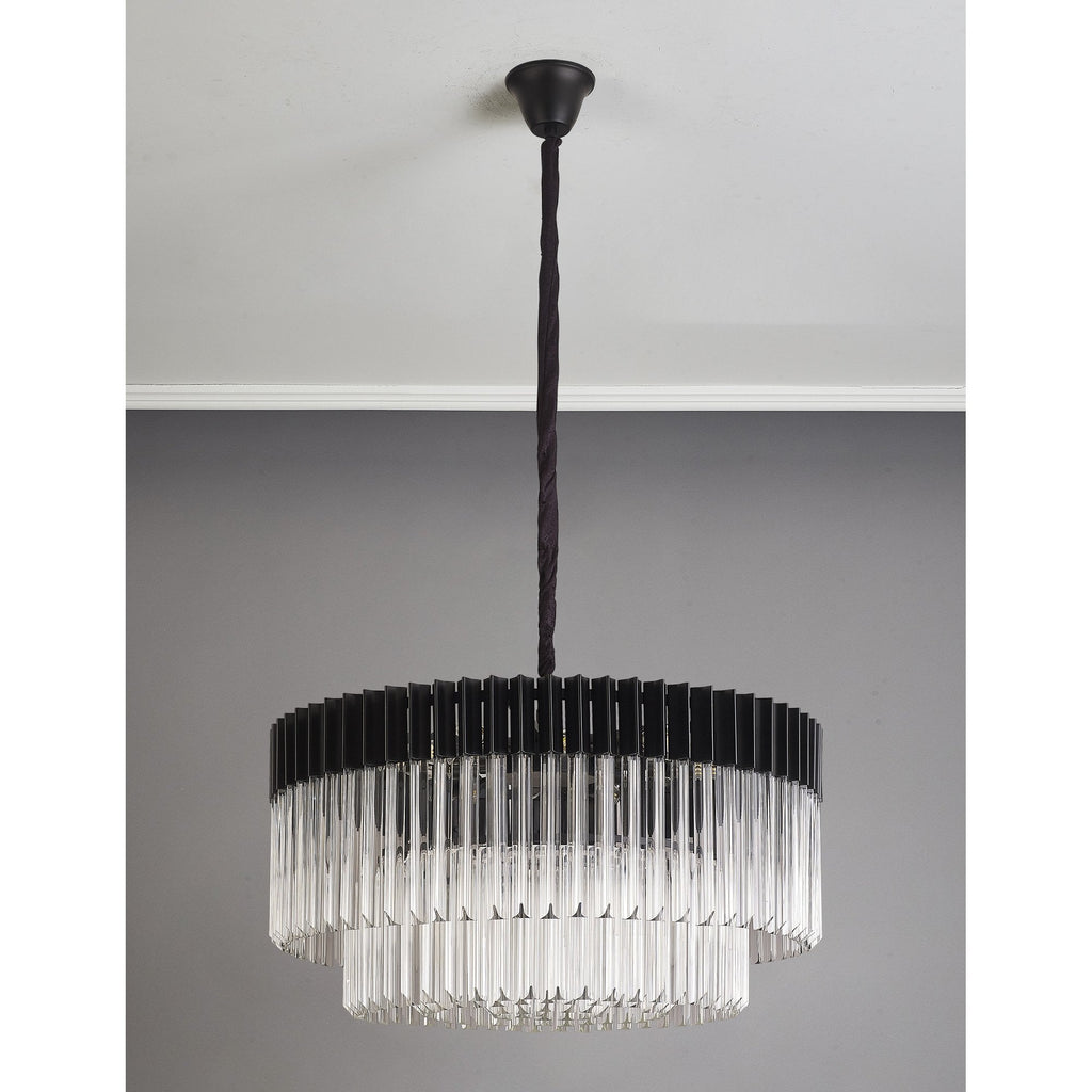 NL89779 Vienna 12 Light Round Pendant Matt Black Clear
