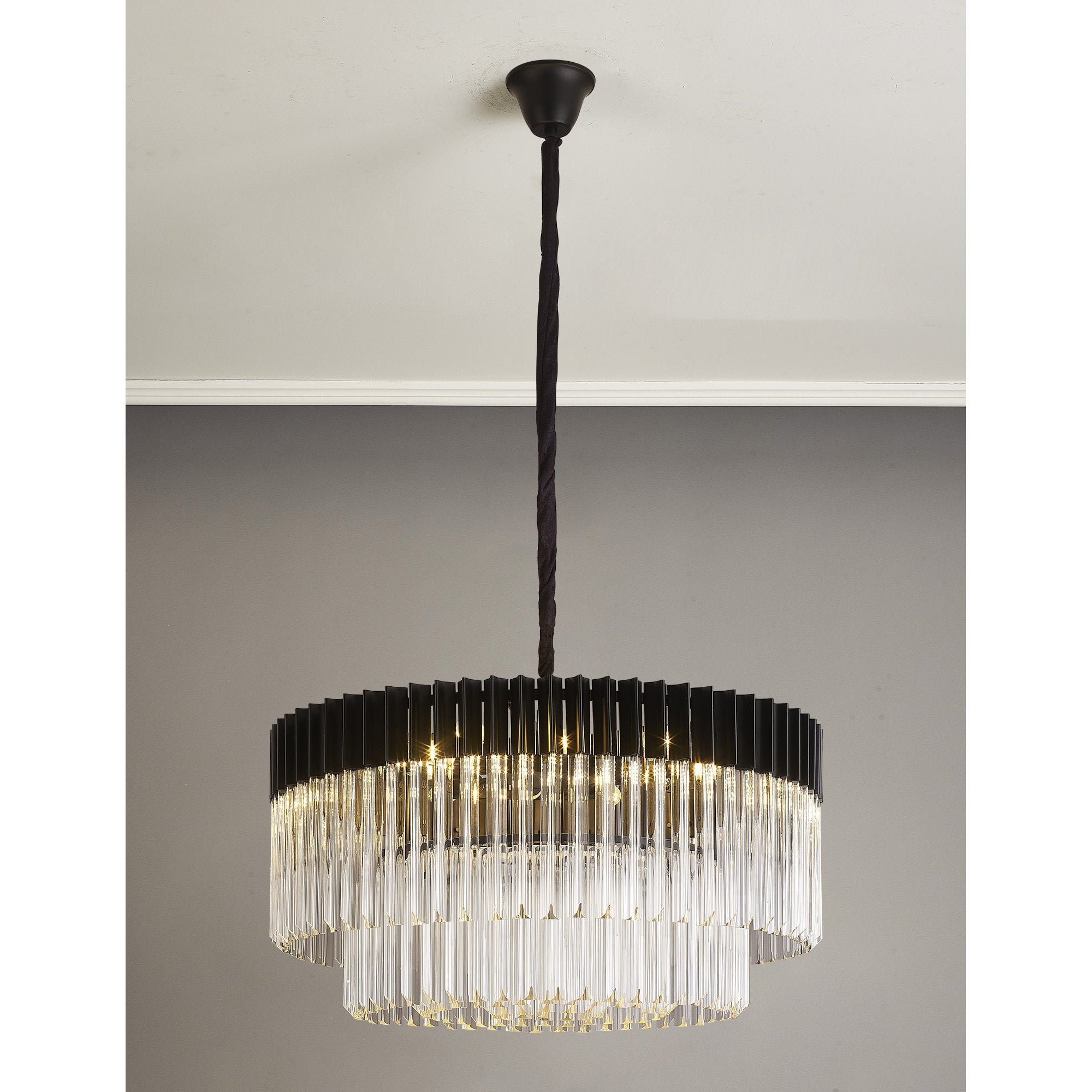 NL89779 Vienna 12 Light Round Pendant Matt Black Clear