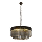 NL89789 Vienna 12 Light Round Pendant Matt Black Smoked