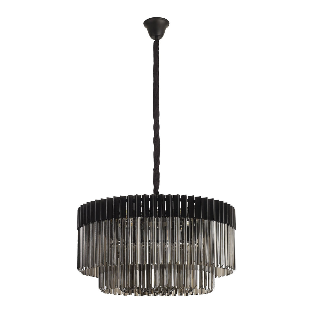 NL89789 Vienna 12 Light Round Pendant Matt Black Smoked
