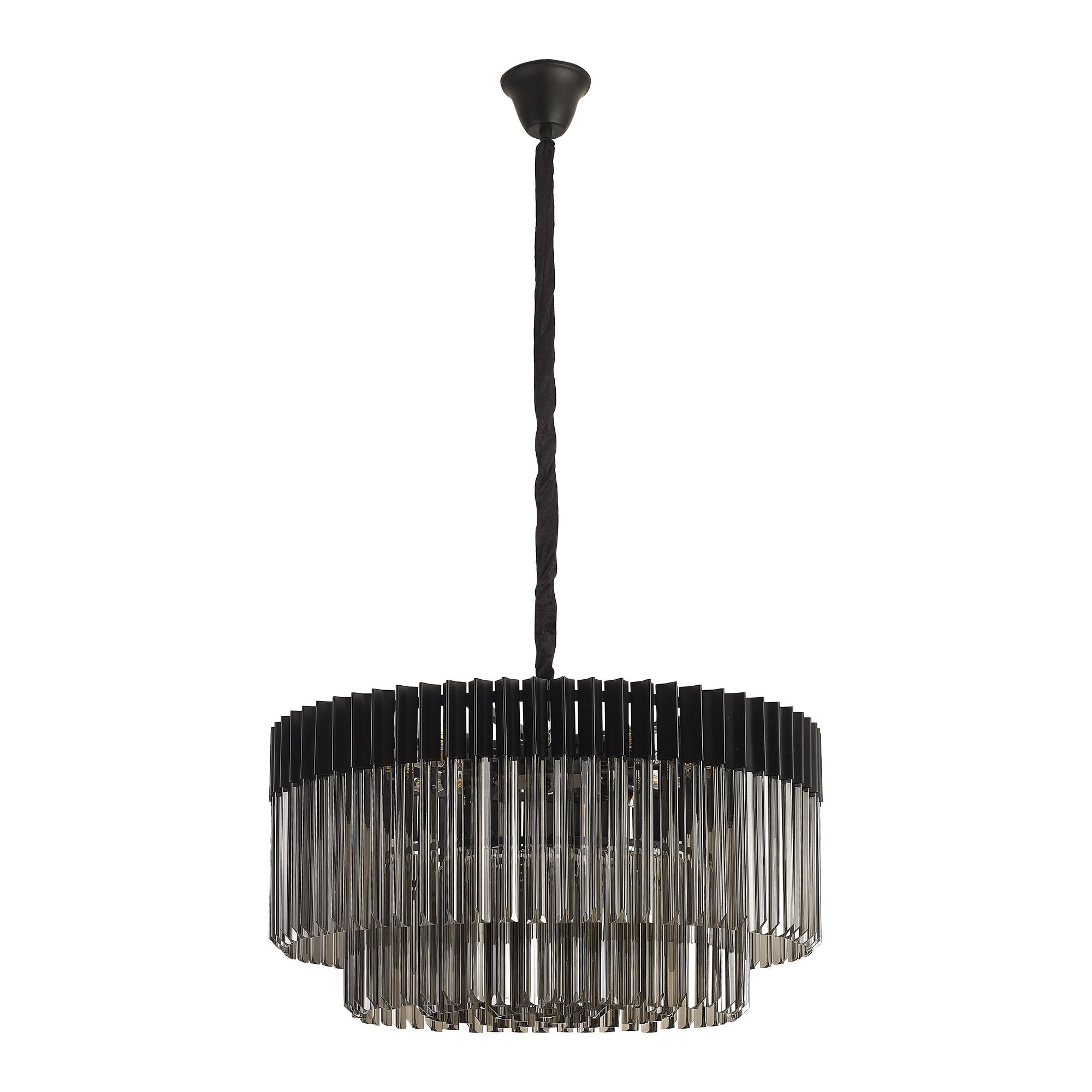 NL89789 Vienna 12 Light Round Pendant Matt Black Smoked