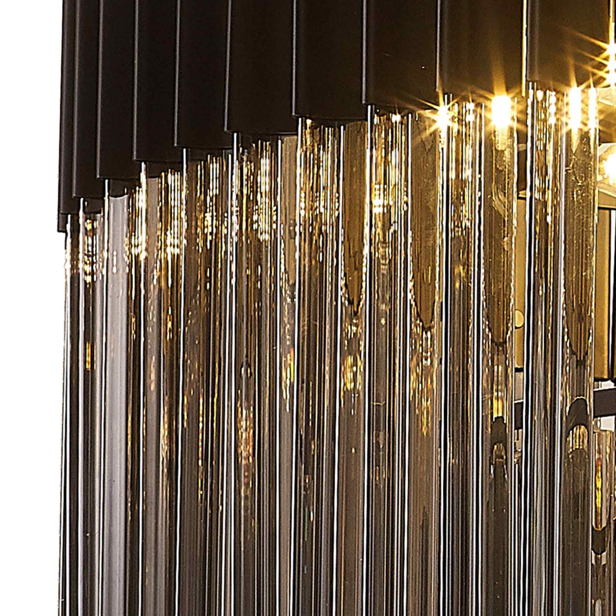 NL89789 Vienna 12 Light Round Pendant Matt Black Smoked