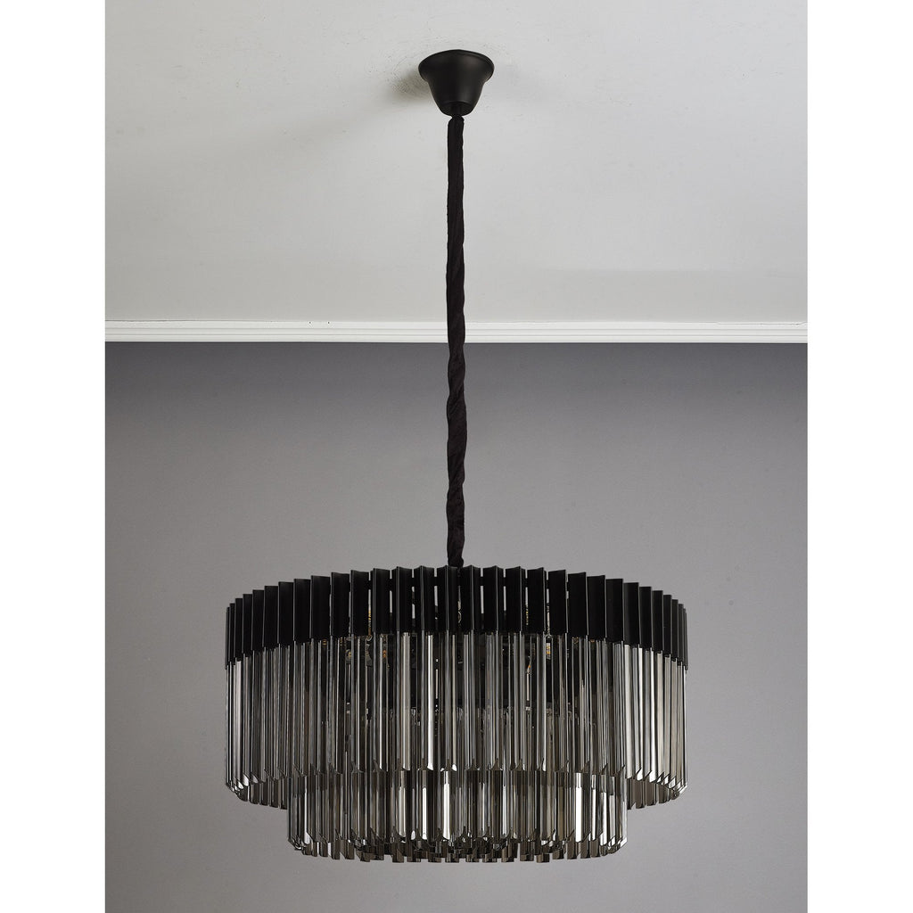 NL89789 Vienna 12 Light Round Pendant Matt Black Smoked