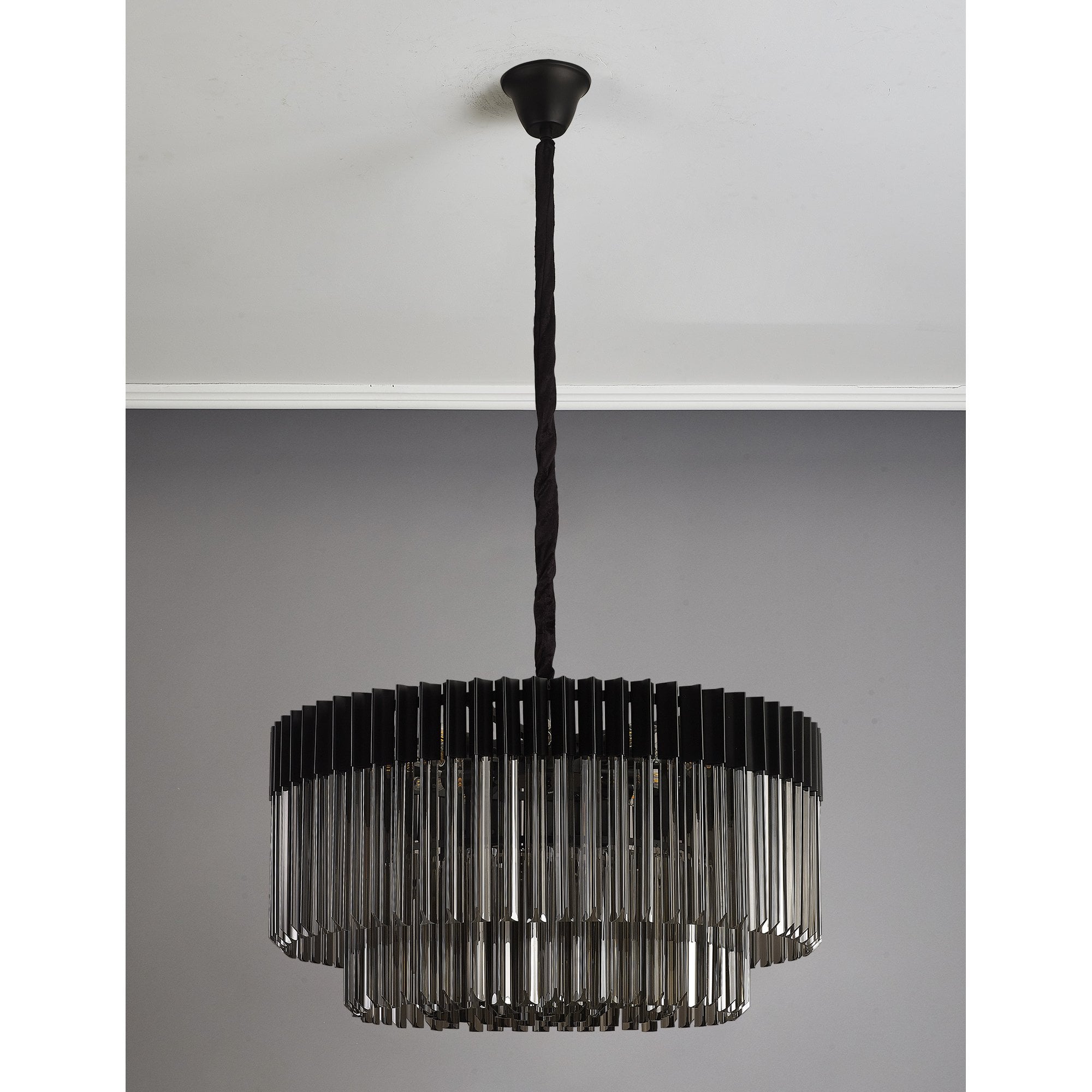 NL89789 Vienna 12 Light Round Pendant Matt Black Smoked