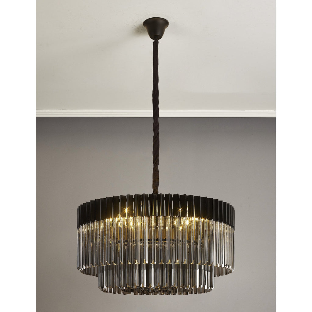 NL89789 Vienna 12 Light Round Pendant Matt Black Smoked