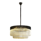 NL89799 Vienna 12 Light Round Pendant Matt Black Cognac