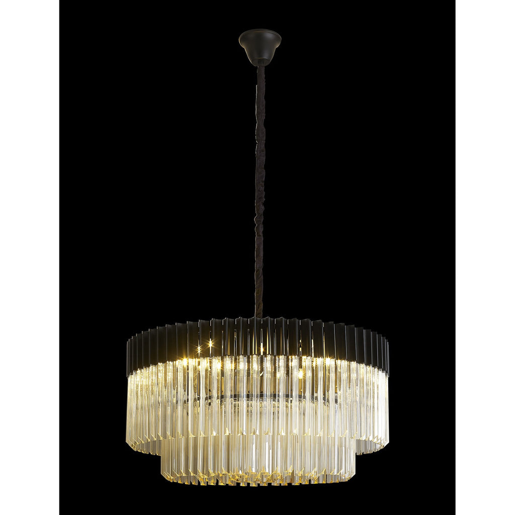 NL89799 Vienna 12 Light Round Pendant Matt Black Cognac