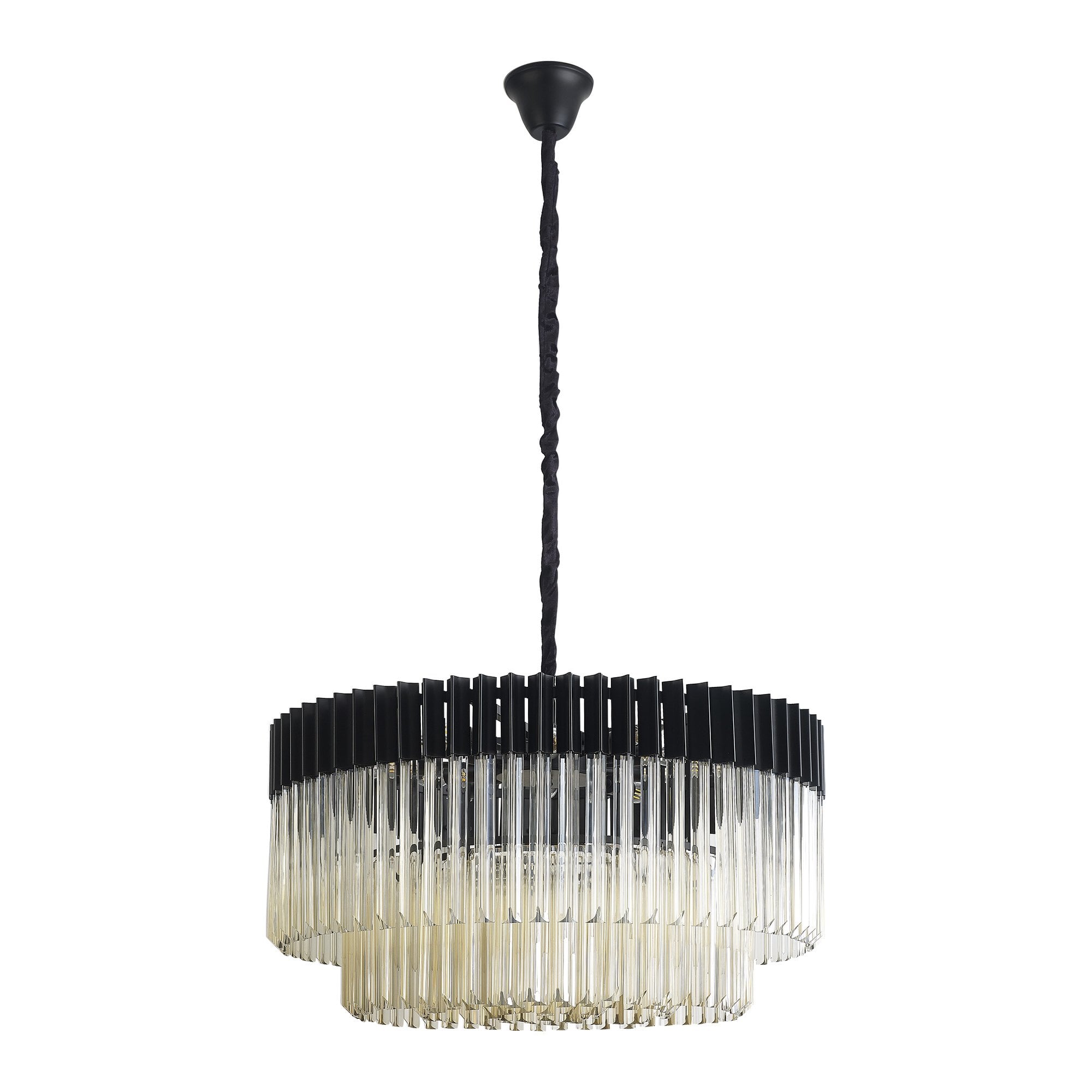 NL89799 Vienna 12 Light Round Pendant Matt Black Cognac