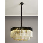 NL89799 Vienna 12 Light Round Pendant Matt Black Cognac