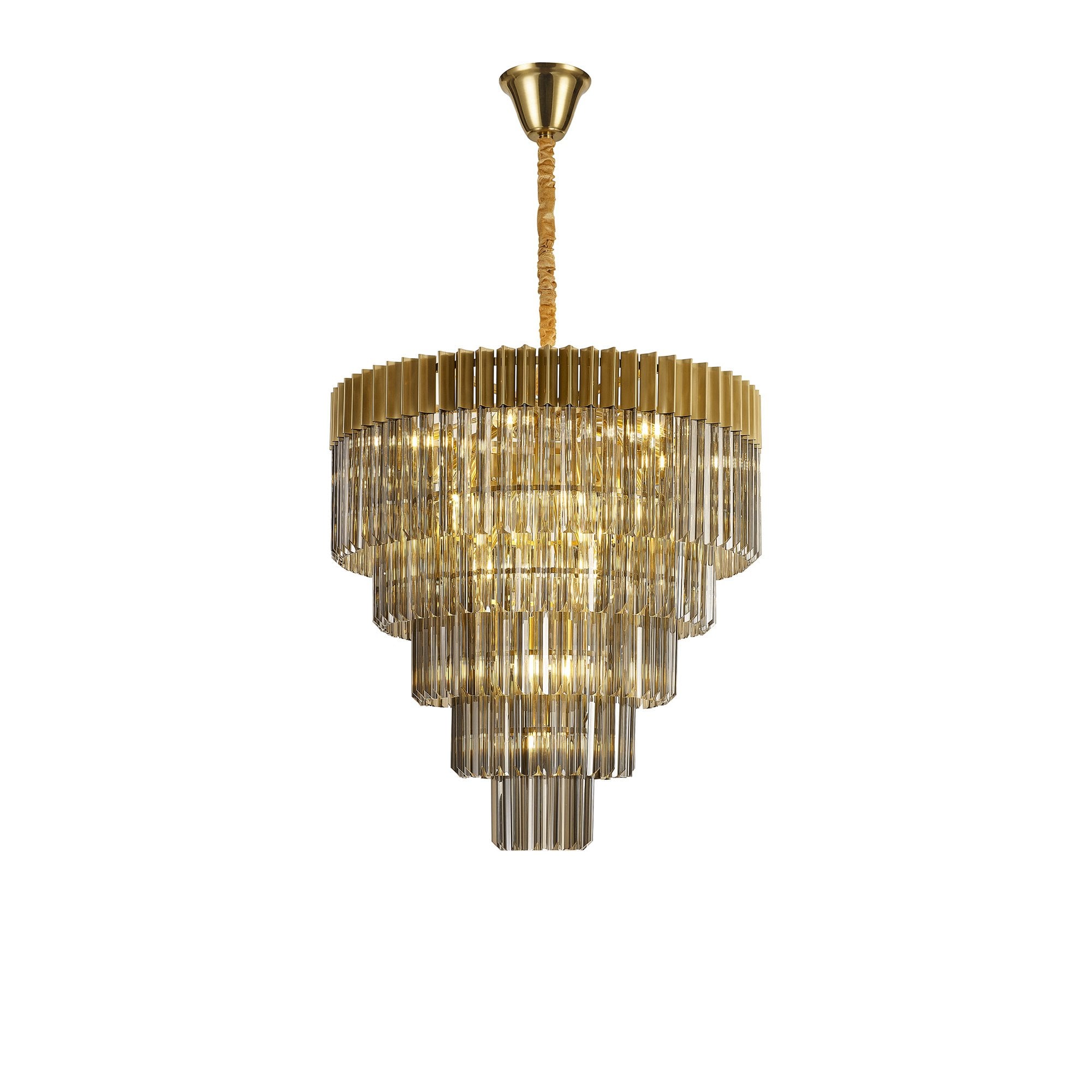 NL89809 Vienna 19 Light 5 Tier Round Pendant Brass Smoked