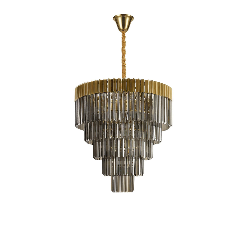 NL89809 Vienna 19 Light 5 Tier Round Pendant Brass Smoked