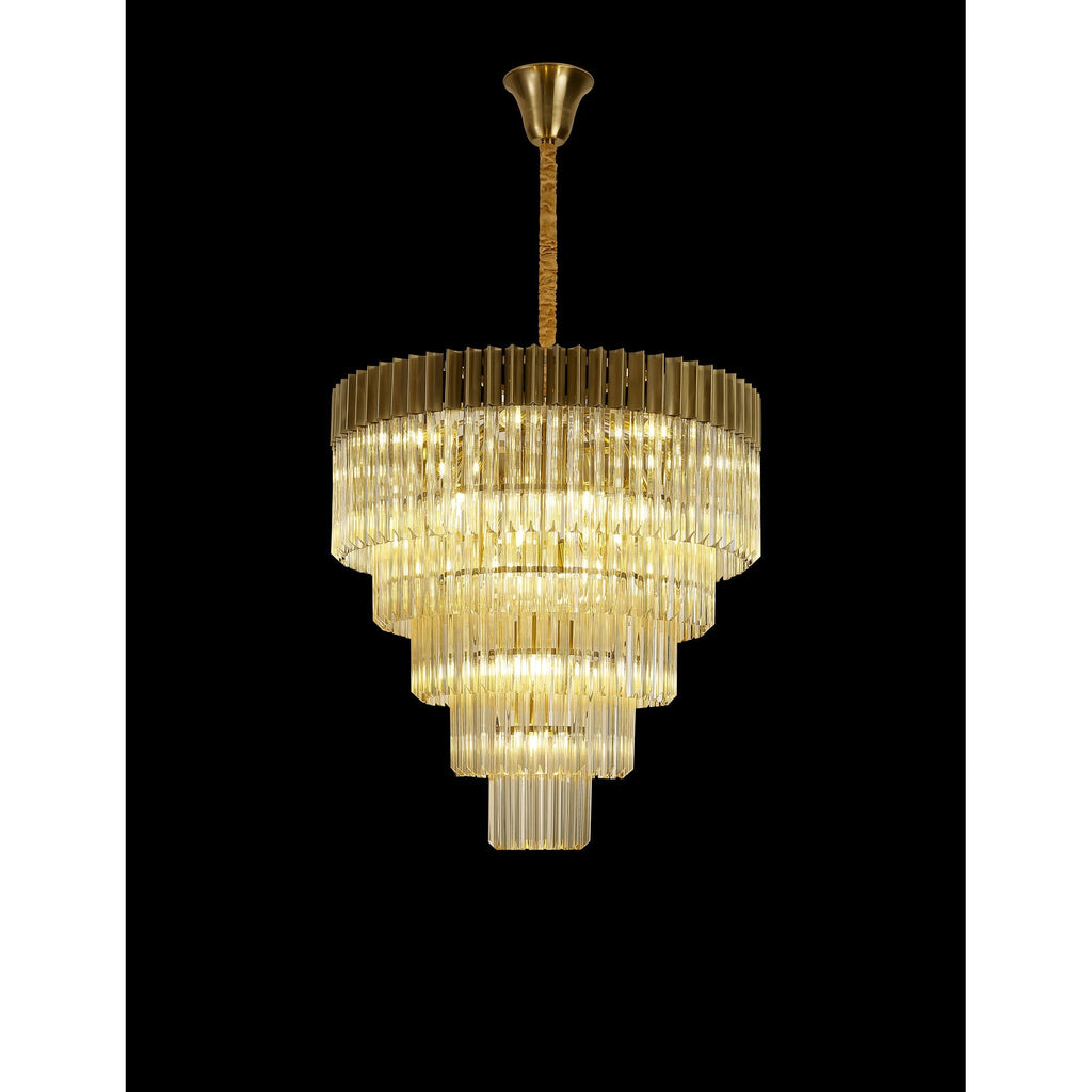 NL89819 Vienna 19 Light 5 Tier Round Pendant Brass Cognac