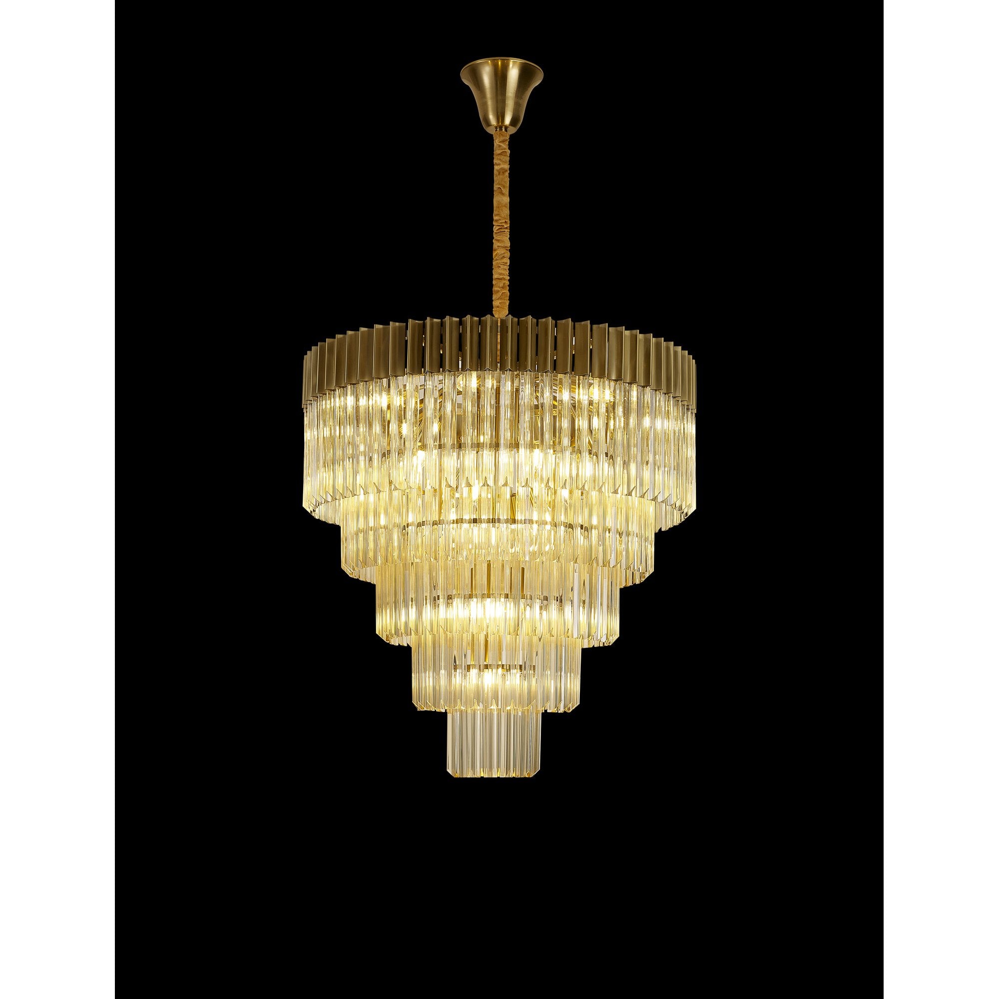 NL89819 Vienna 19 Light 5 Tier Round Pendant Brass Cognac