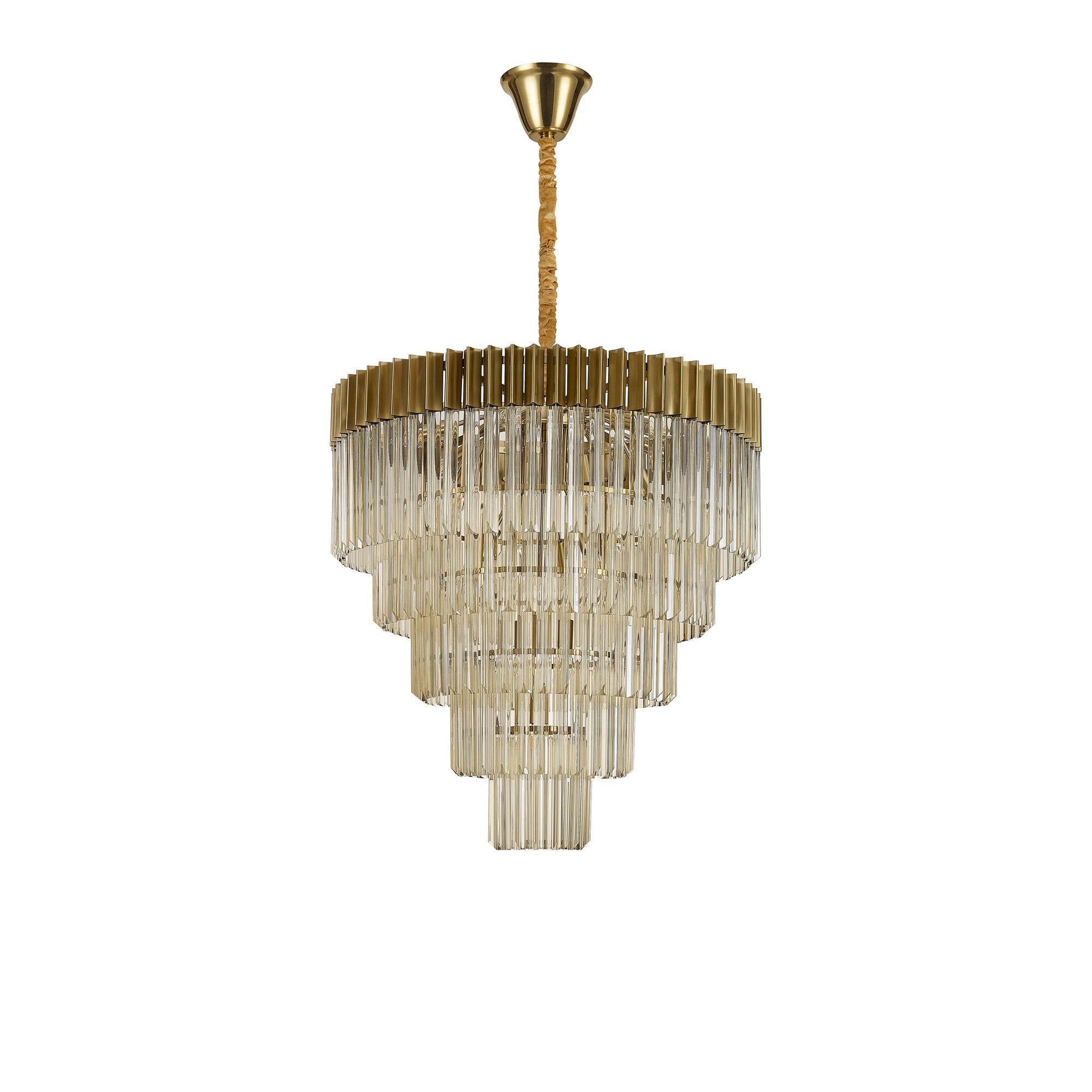 NL89819 Vienna 19 Light 5 Tier Round Pendant Brass Cognac