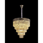 NL89829 Vienna 19 Light 5 Tier Round Pendant Polished Nickel Cognac