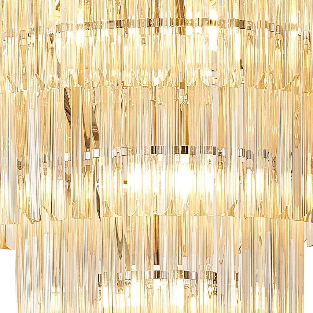 NL89829 Vienna 19 Light 5 Tier Round Pendant Polished Nickel Cognac
