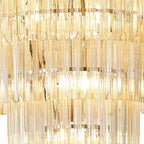 NL89829 Vienna 19 Light 5 Tier Round Pendant Polished Nickel Cognac