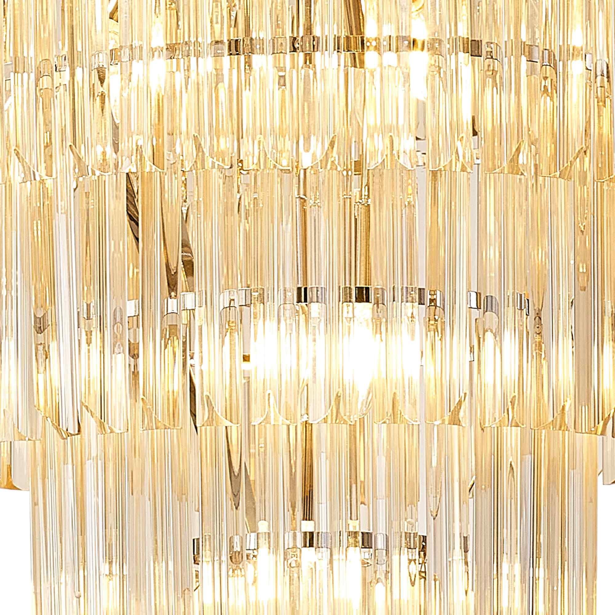 NL89829 Vienna 19 Light 5 Tier Round Pendant Polished Nickel Cognac