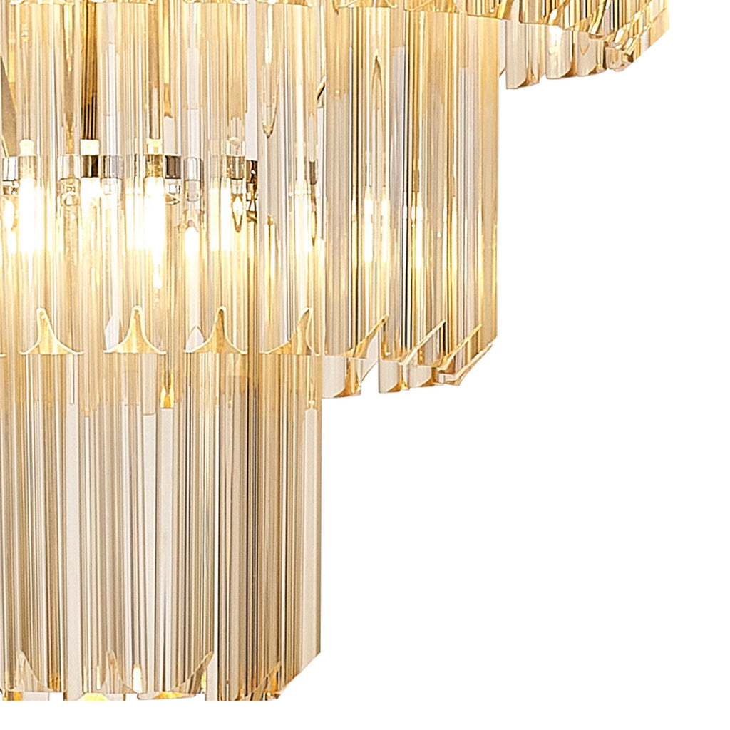 NL89829 Vienna 19 Light 5 Tier Round Pendant Polished Nickel Cognac