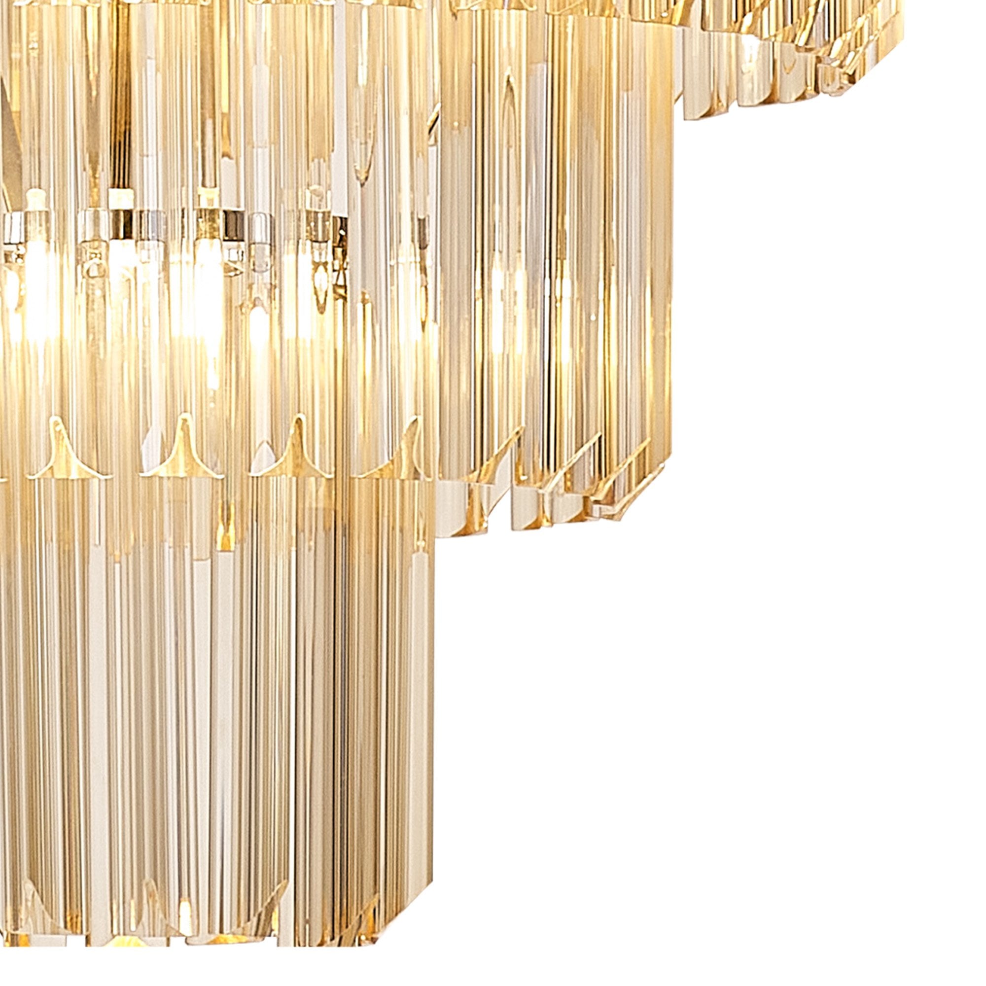 NL89829 Vienna 19 Light 5 Tier Round Pendant Polished Nickel Cognac