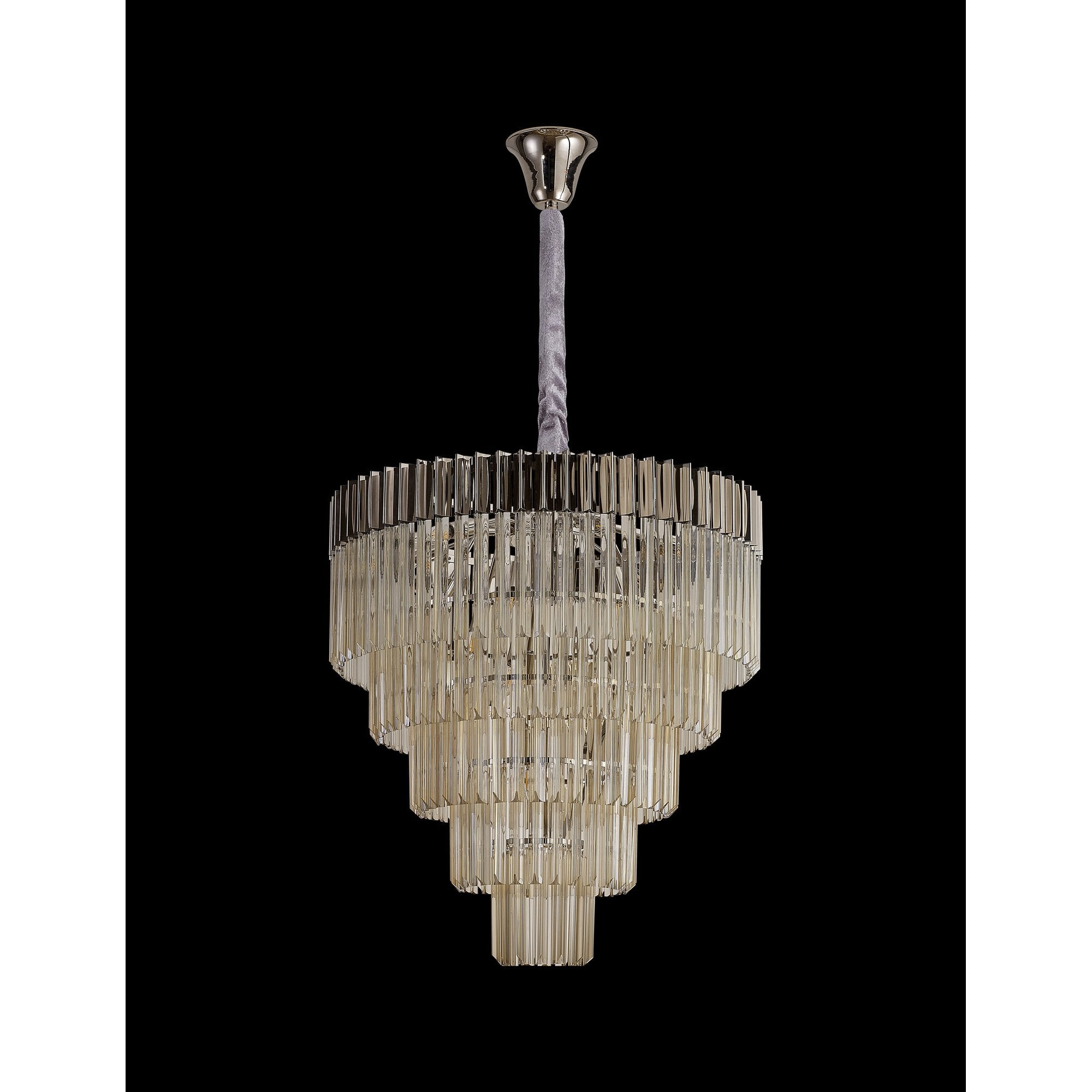 NL89829 Vienna 19 Light 5 Tier Round Pendant Polished Nickel Cognac
