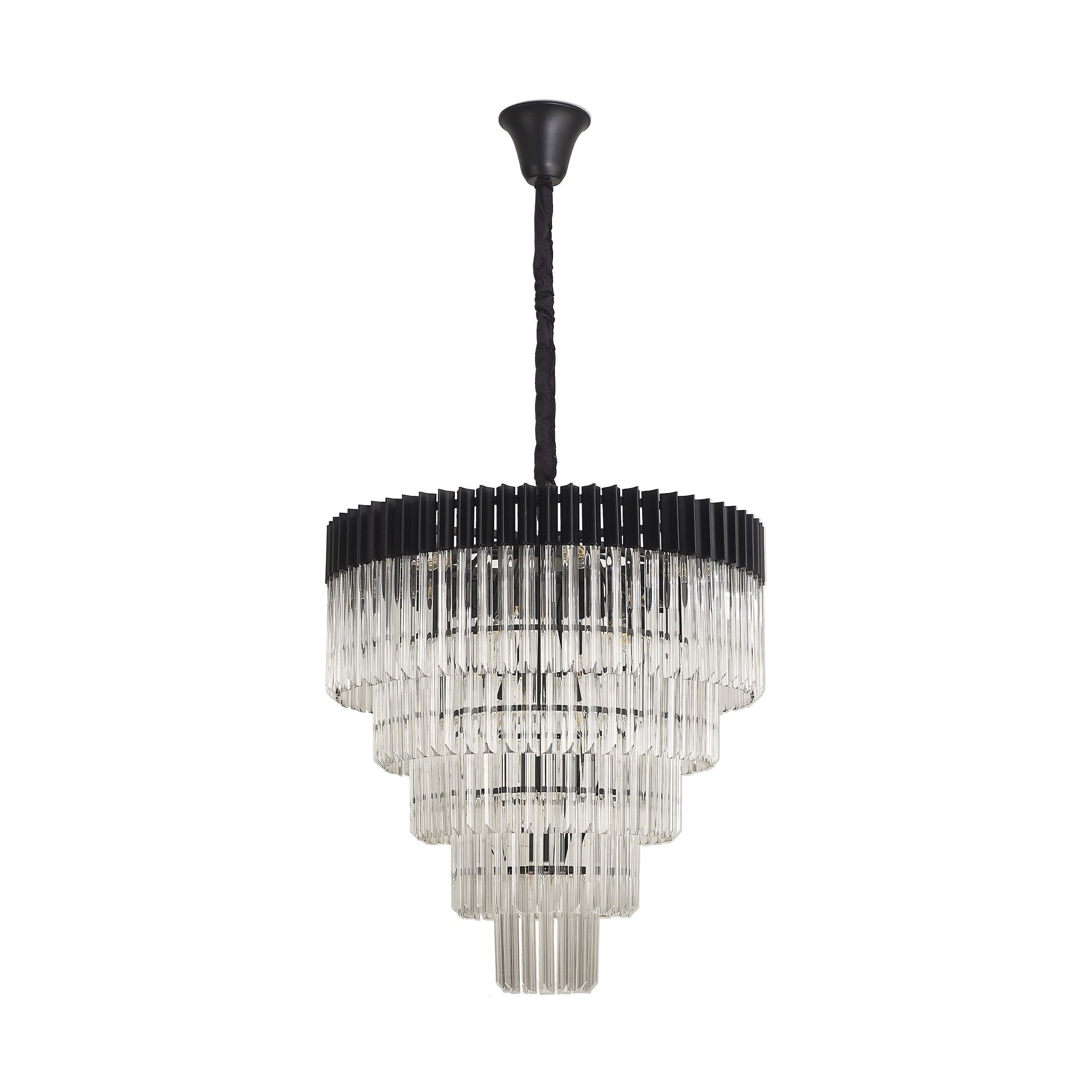NL89839 Vienna 19 Light 5 Tier Round Pendant Matt Black Clear
