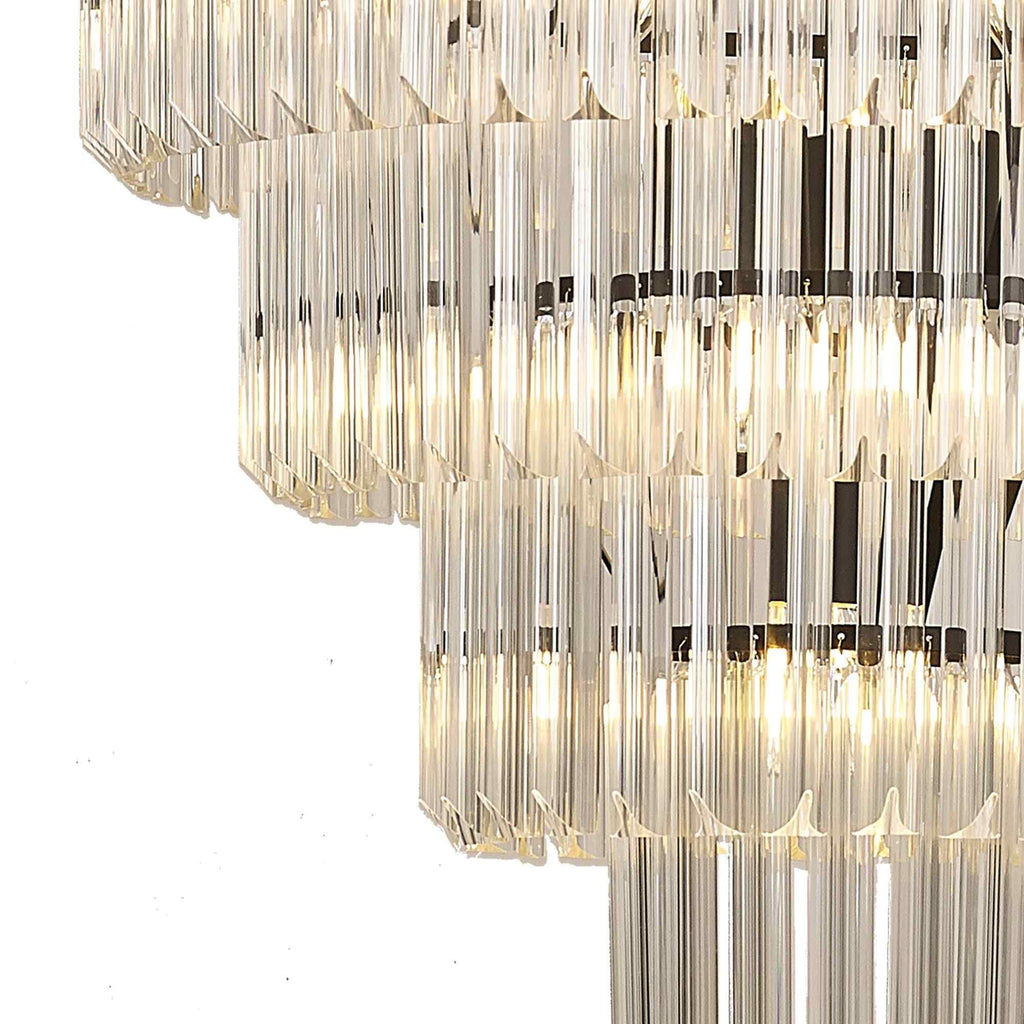 NL89839 Vienna 19 Light 5 Tier Round Pendant Matt Black Clear