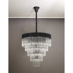NL89839 Vienna 19 Light 5 Tier Round Pendant Matt Black Clear