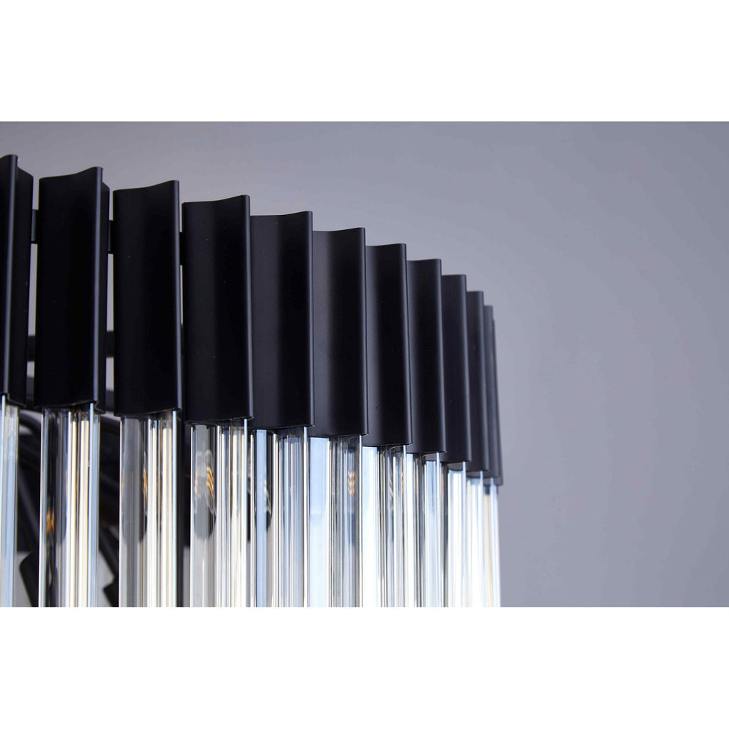 NL89839 Vienna 19 Light 5 Tier Round Pendant Matt Black Clear