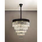 NL89839 Vienna 19 Light 5 Tier Round Pendant Matt Black Clear