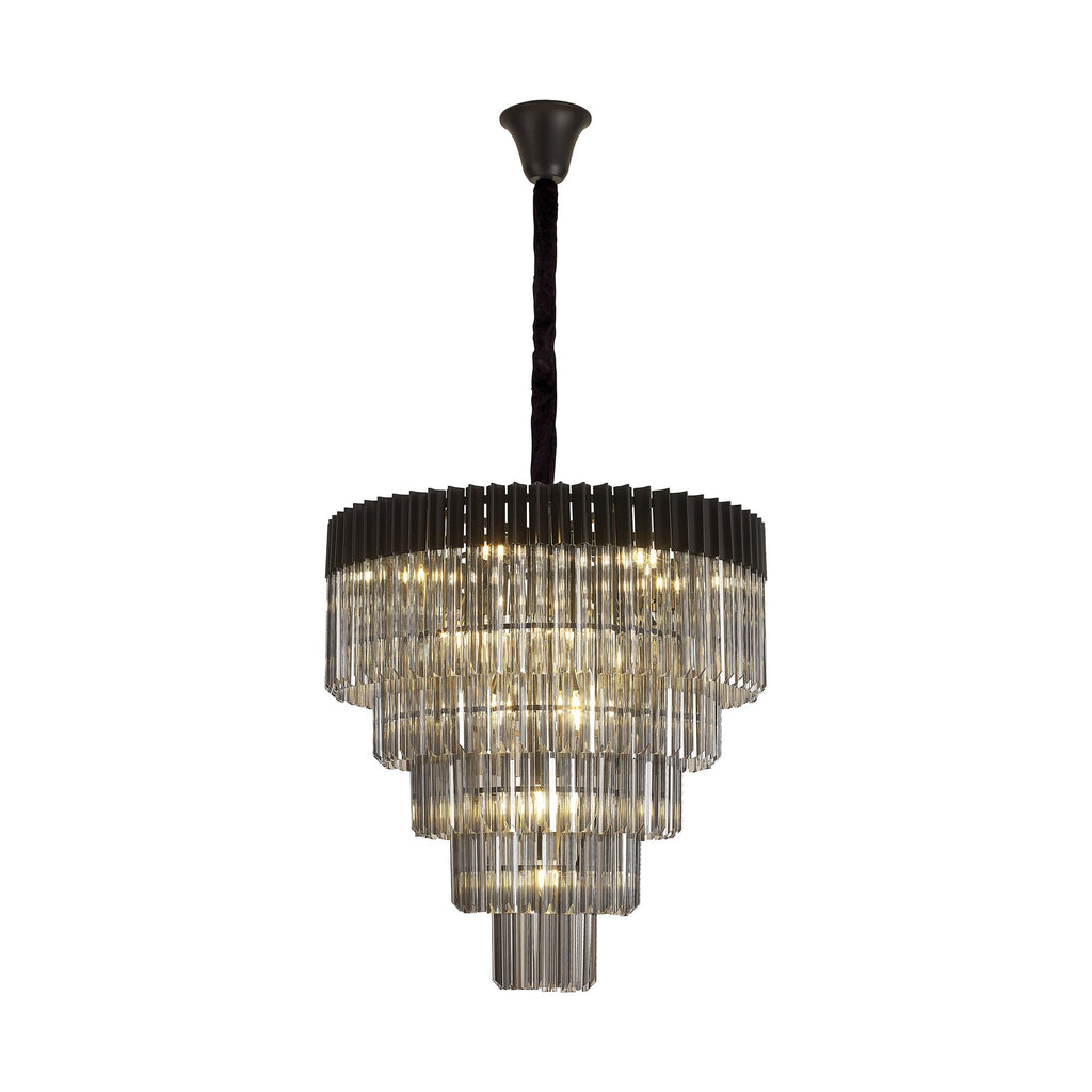 NL89849 Vienna 19 Light 5 Tier Round Pendant Matt Black Smoked
