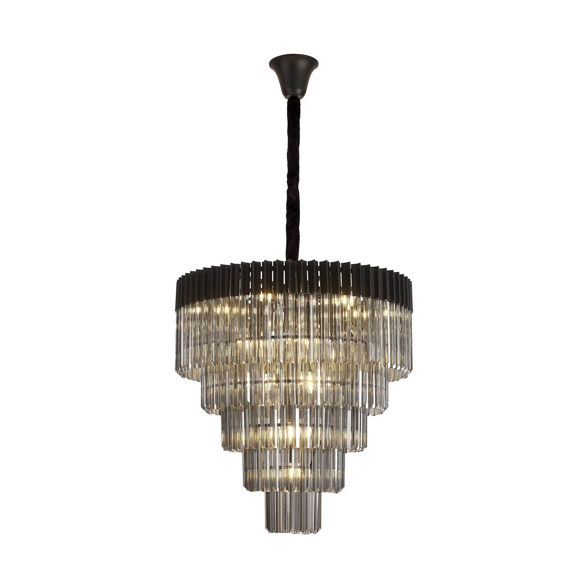 NL89849 Vienna 19 Light 5 Tier Round Pendant Matt Black Smoked