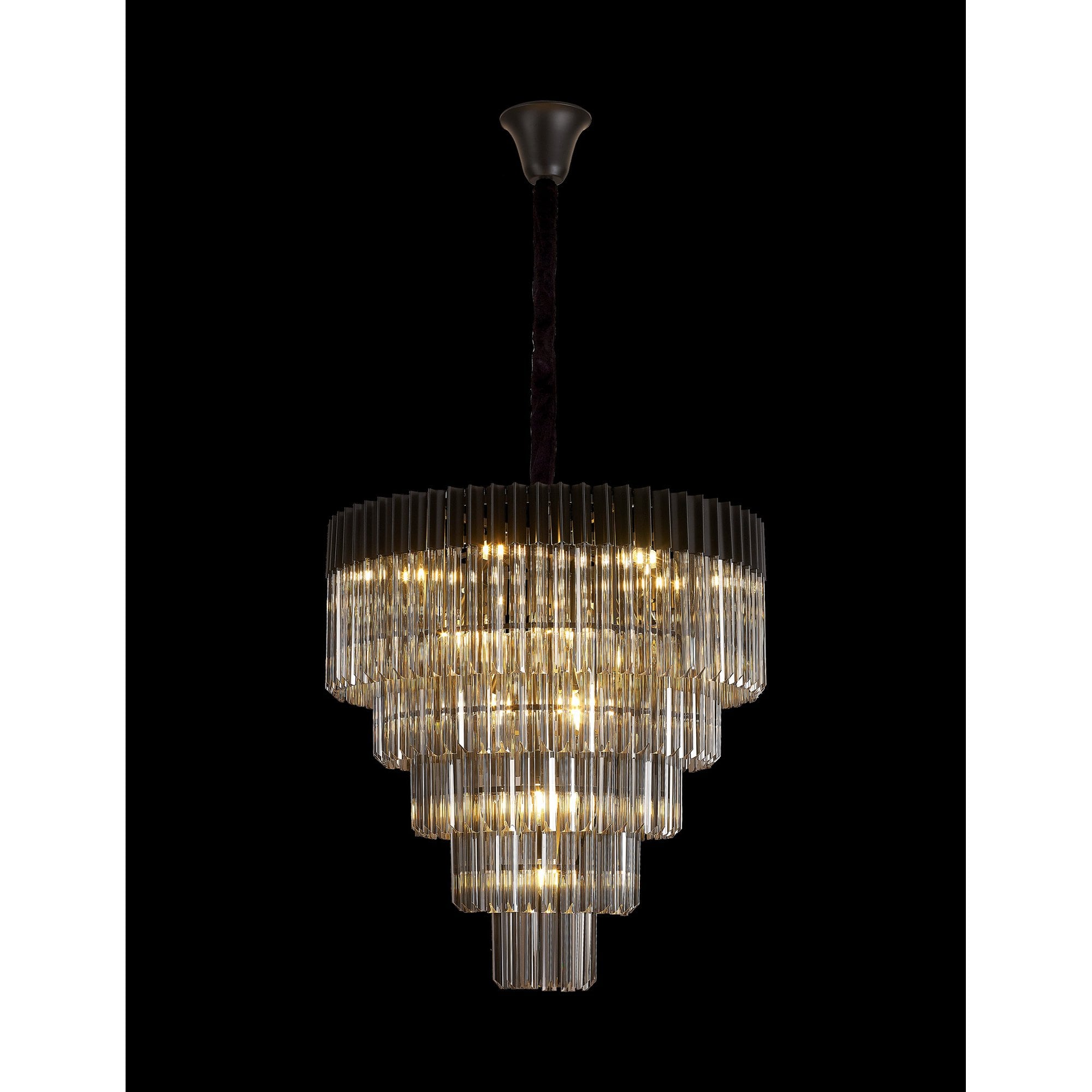 NL89849 Vienna 19 Light 5 Tier Round Pendant Matt Black Smoked