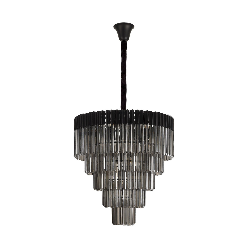 NL89849 Vienna 19 Light 5 Tier Round Pendant Matt Black Smoked