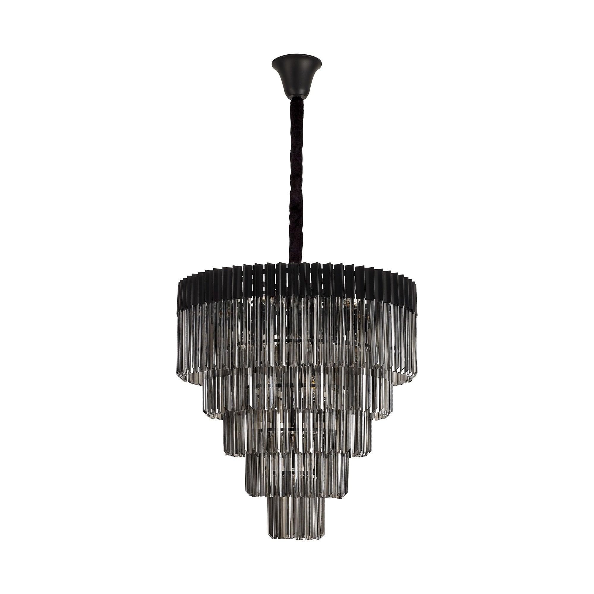 NL89849 Vienna 19 Light 5 Tier Round Pendant Matt Black Smoked