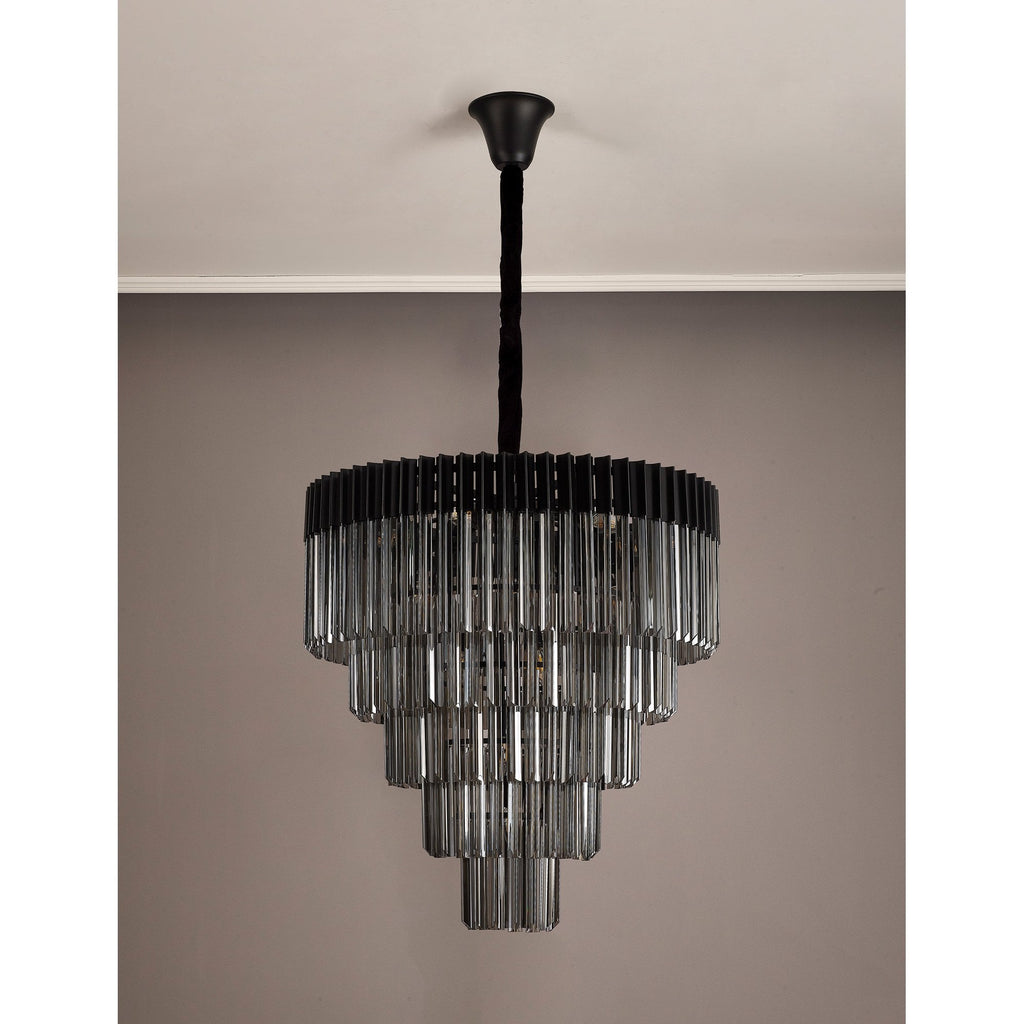 NL89849 Vienna 19 Light 5 Tier Round Pendant Matt Black Smoked